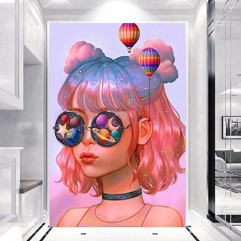 Full Diamond DIY 5D Diamond Painting Square/Round Girl Portrait Custom Canvas Print Painting Bedroom Adult Handmade Crafts