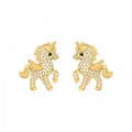 Fashion Cute Gold Crystal Unicorn Stud Earring Exquisite Small Ear Stud Animal Earrings for Women Girls Jewelry
