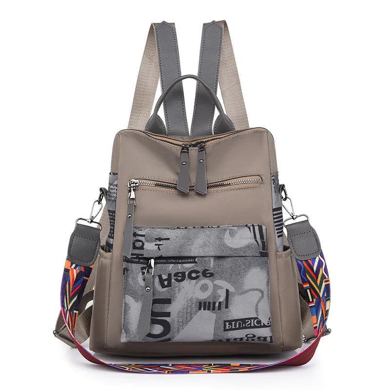 2026 Korean Trendy Large Capacity Backpack Geometric Durable Zipper Closure Polyester for Leisure Travel Student School Use
