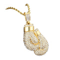 Hip Hop New Full Diamond Necklace Gloves Boxing Pendant With Rope Chains Jewelry