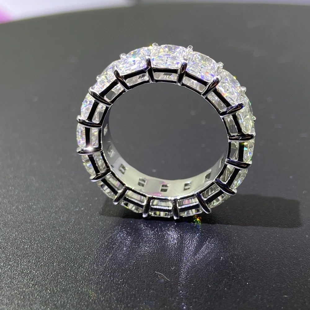 14K Gold Row Ring 5.5# White Gold Ring Radiant Cut Lab Diamond Engagement Ring