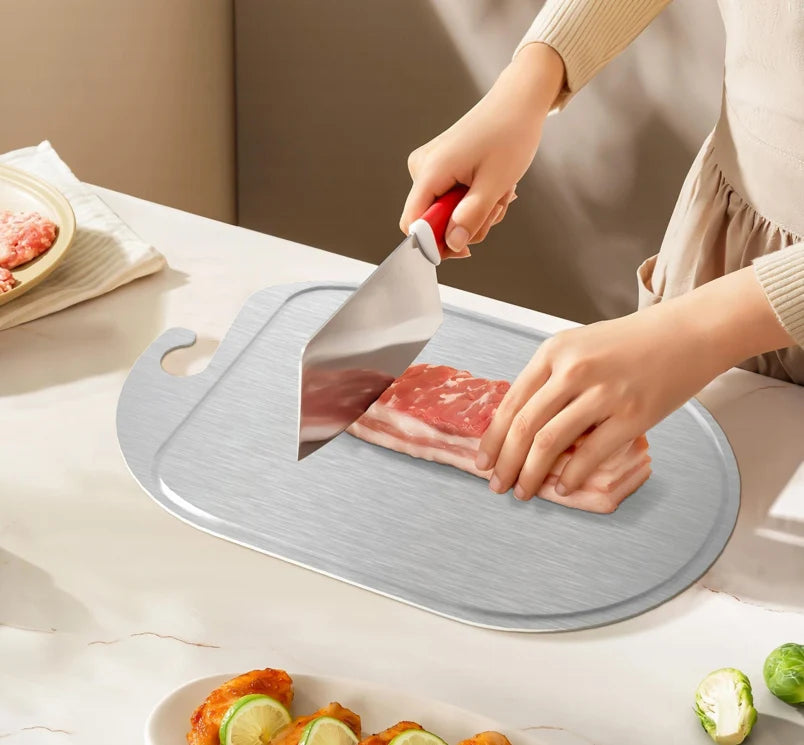 Titanium Cutting BoardTitanium Cutting Boards for Kitchen304 Cutting Chopping Board Stainless Steel(37*23.5cm)