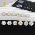 Wholesale Inventory Moissanite Earring 6.5mm 8mm Round Shape D VVS Moissanite Iced Out Diamond Charms 925S Earrings for Women