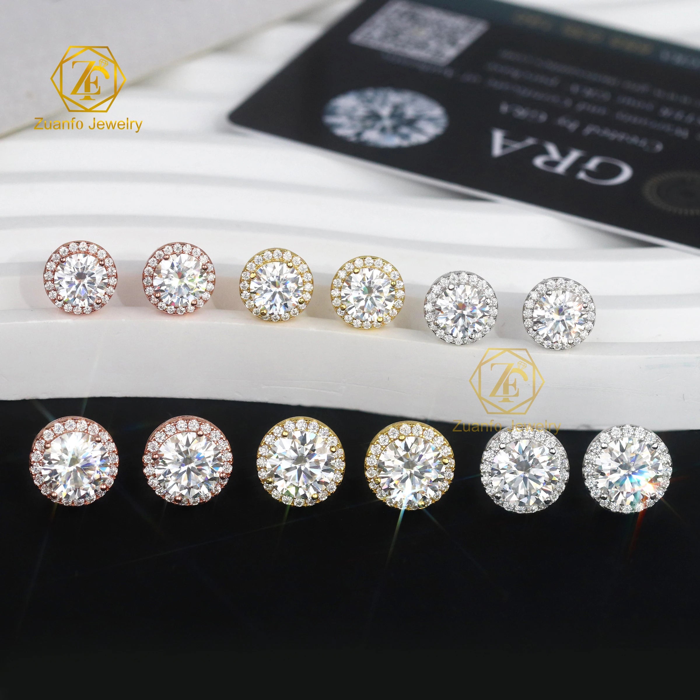 Wholesale Inventory Moissanite Earring 6.5mm 8mm Round Shape D VVS Moissanite Iced Out Diamond Charms 925S Earrings for Women