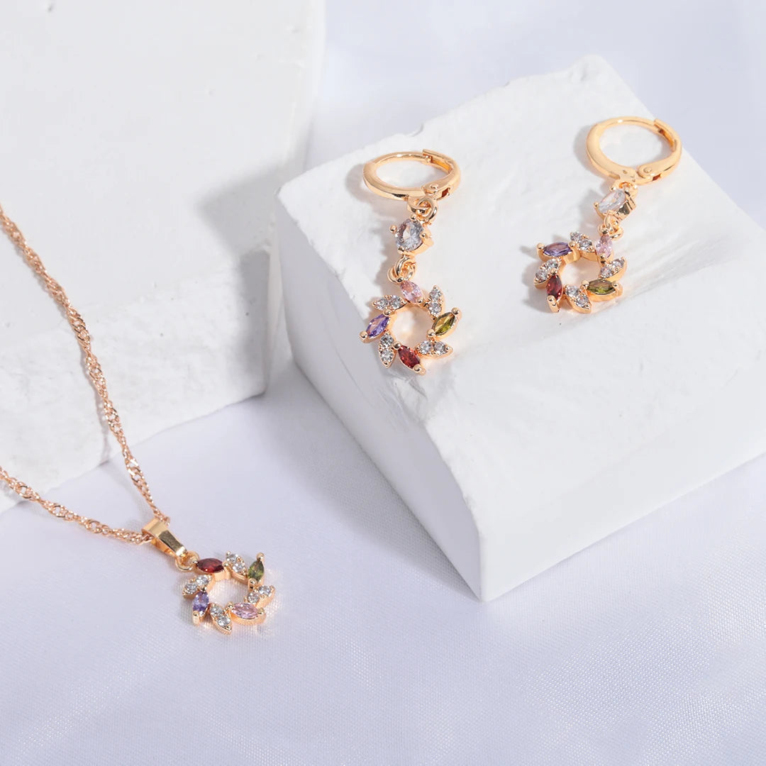 Hotsale  Luxury Jewelry Set 18k Gold Plated   2in1 3in1 Earrings Necklace Fashion Jewelry Set for Women