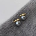 Trendy 925 Silver Needle Jewelry Minimalist Gold Plated Round Grey Pearl Stud Earrings for Women Daily Accessories