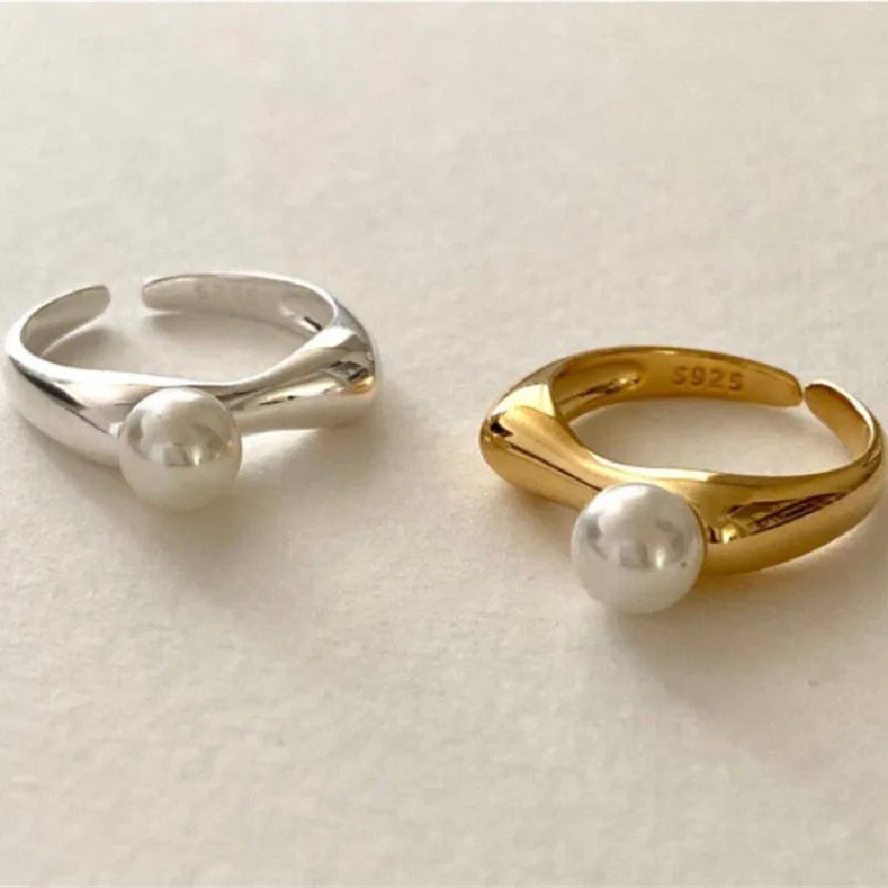 French Exquisite Pearl Glossy Finish Ring Temperament Mori Fashion Advanced Sense Literary Opening Ring