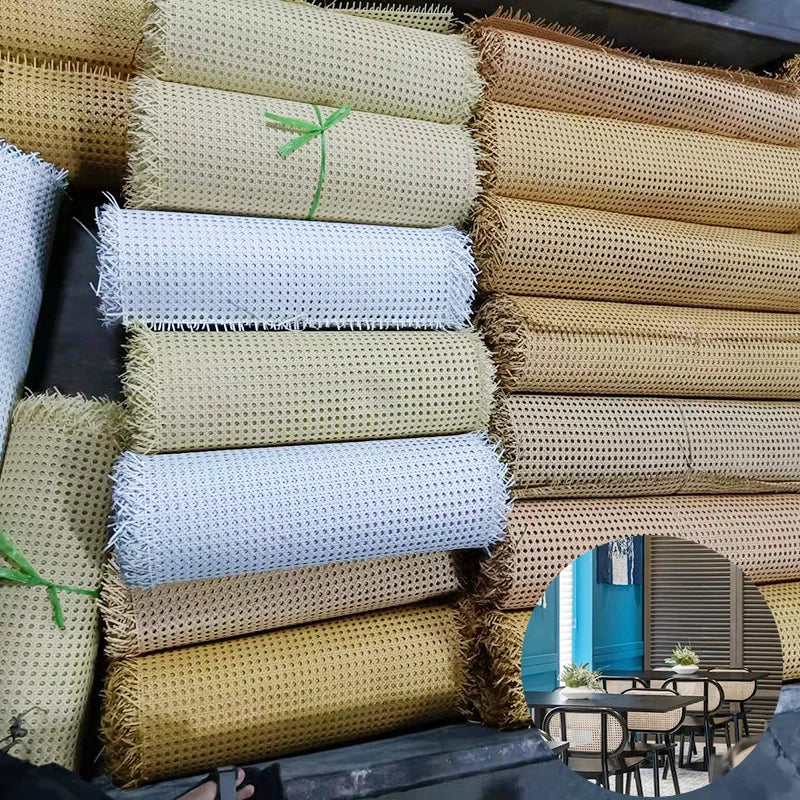 100% Handmade Weave Rattan Roll Synthetic Rattan Cane Webbing Rattan Woven Webs in Stock