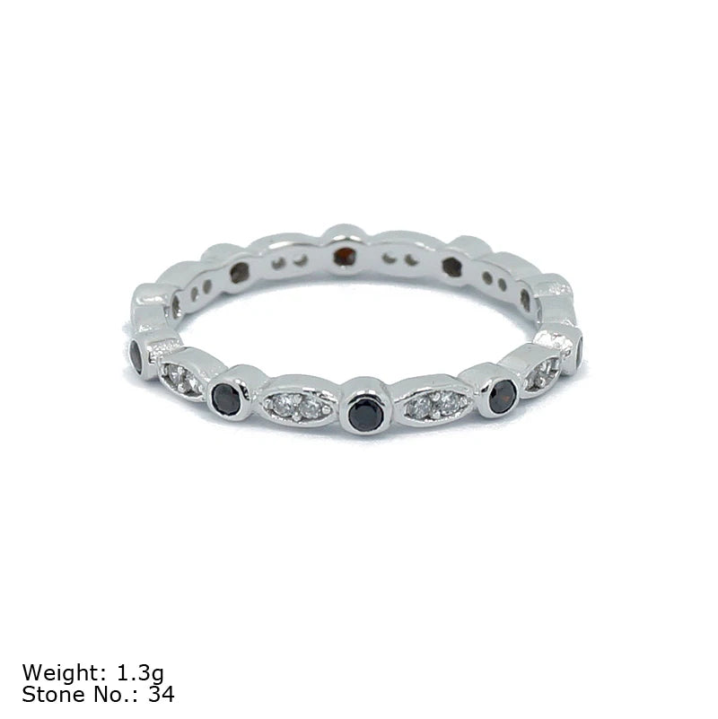 RZQ-R13 Stack Rings Wedding Set Twist Band Zircon Black Stone Ring