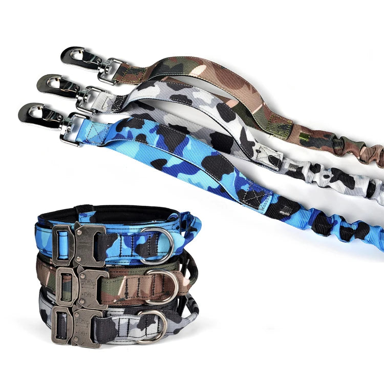 MIDEPET Adjustable Nylon Dog Collar Leash Set Training Running Walking Personalized RIBBONS Camouflage Customized Print 50pcs