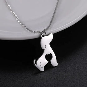 Cute Dog and Cat Pendant Necklace Women Girls Cute Animal Necklace Stainless Steel Jewelry Gift for Friends
