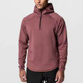 Custom Logo Men's Pullover Sweatshirt 4-Way Stretch Lightweight Mock Neck Quater Zip Sports Training Hoodie with Thumb Hole