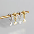925 Sterling Silver Glossy Round Bead Star Pendant Drop Earrings for Women Girls Party Hip Hop Trendy Jewelry Gift