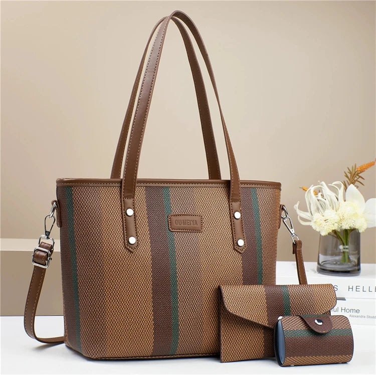 Retro Quilted Hot Sell Custom Luxury Women Oil Wax Pu Leather Fashion Large Tote Shoulder Handbag