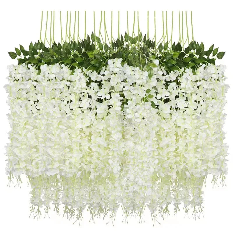 Wholesale Wisteria Hanging Flowers Silk Wisteria Flower Artificial Home Wedding Top Seller White Wisteria Flowers