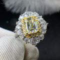Silver 925 Original 1 Carat Brilliant Emerald Cut Diamond Test Past D Color Moissanite Flower Ring for Wedding Fine Jewelry