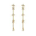 Milskye 925 Silver 18k Gold Plated Rhinestone Flower Chain Dangle Stud Earring