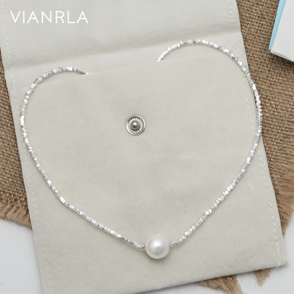 VIANRLA 925 Sterling Silver Pearl Necklace Elegant Minimalist Unique Design Women Jewelry Gift Drop Shipping