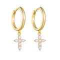 925 Sterling Silver Cross Stud Earrings for Women with Zircon Stones