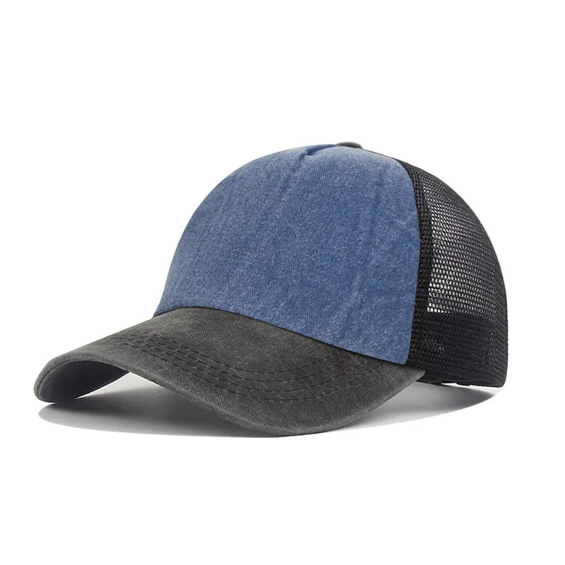 Hot Sale New Design Custom Fashion Fishing Baseball Trucker Caps 5 Panels Denim Mesh Trucker Hats for Men