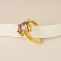 Wholesale Healing Heart 925 Sterling Silver Crystal Jewelry Gold Plated Real Natural Amethyst Crystal Diamond Rings Adjustable