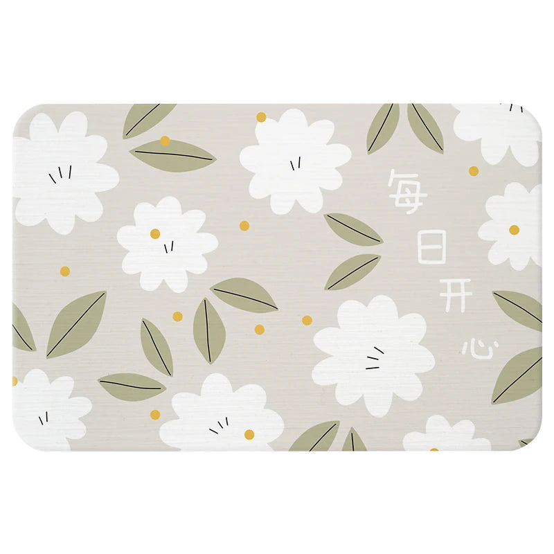 Luxury Eco-Friendly Diatomite Anti-Mould Bath Mat Quick Dry Non-Slip Carpet Print Pattern Waterproof Machine Made Shower Use