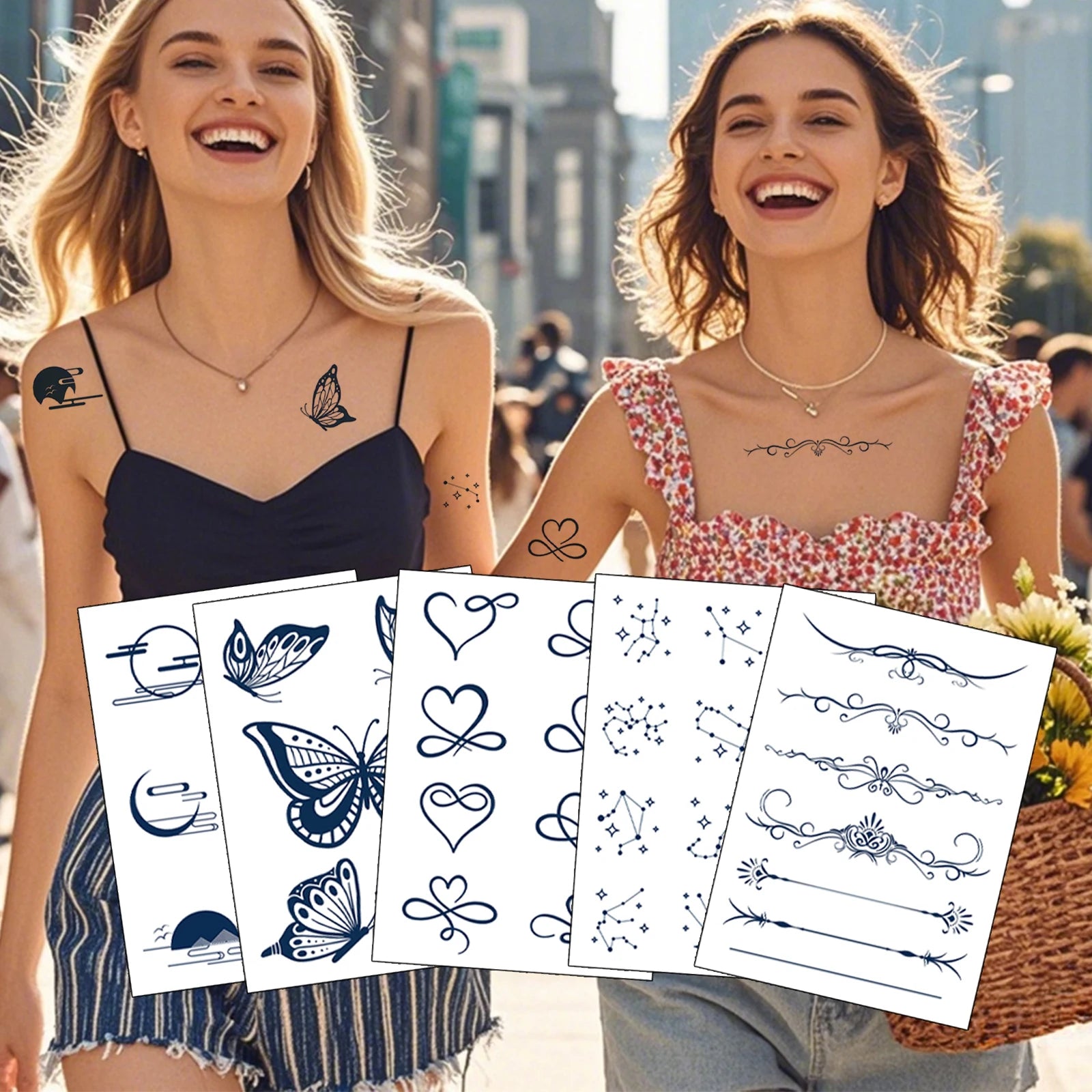 Herbal Ink Juice Semi Permanent Tattoo Custom Logo Waterproof Body Makeup Butterfly Hand Tattoo Sticker for Women