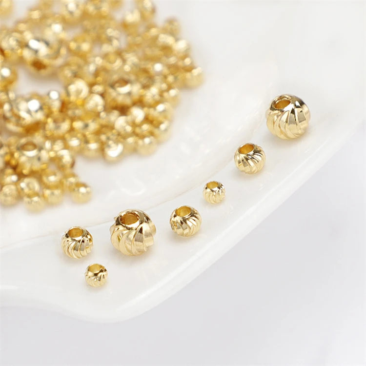 Striated Bead Cover Brass 18k Gold Plated Wholesale Jewelry Accessories Separate Beads for Jewelry Making