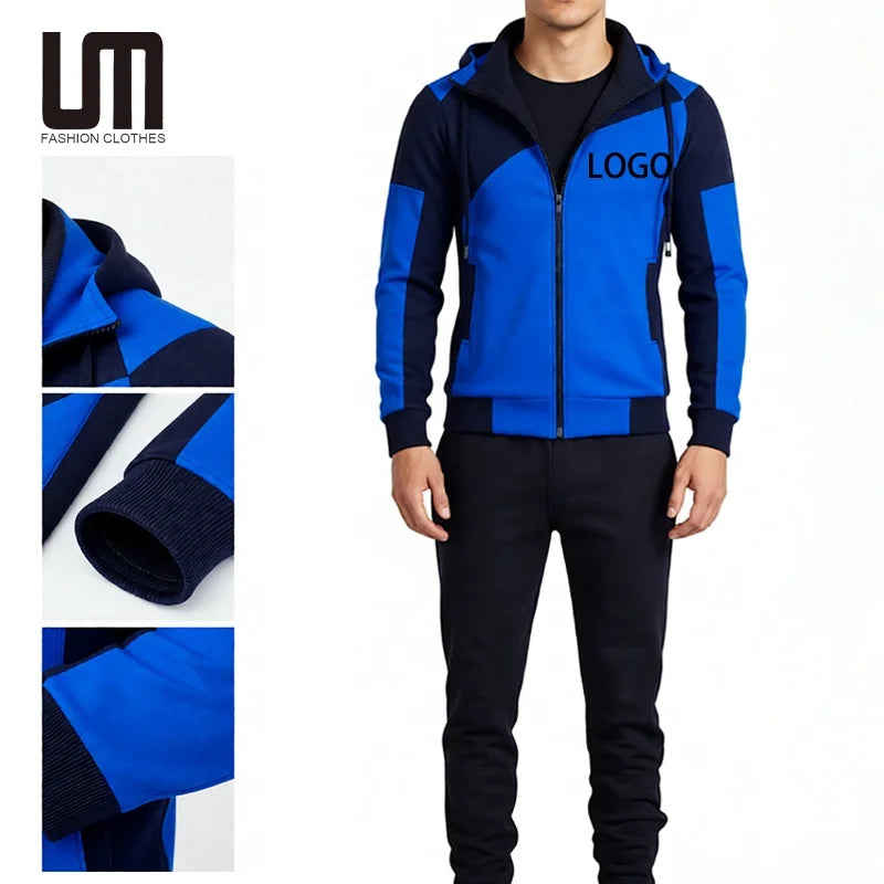 OEM Customized Printing Wholesale Autumn Men Clothes Hoodies Tracksuits Jogger Pants Two Piece Set