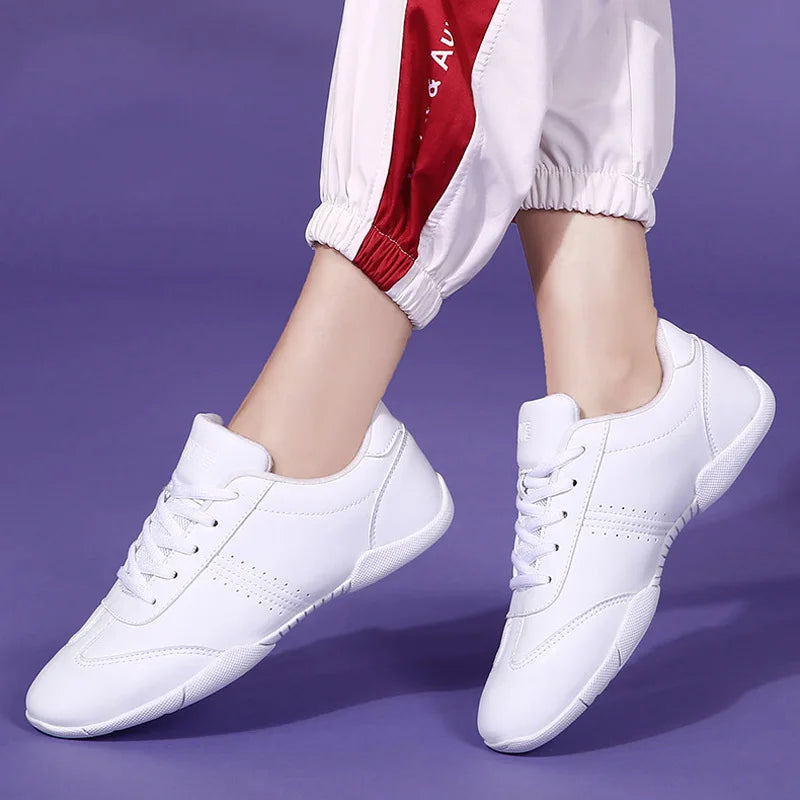 Youth Cheer Shoes White Cheerleading Shoes Dance Athletic Training Breathable Dancing Lightweight Competition Sport Shoes