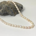 925 Sterling Silver 5mm Beaded Necklace with Natural Freshwater Pearl Mother's Day Gift Jewelry