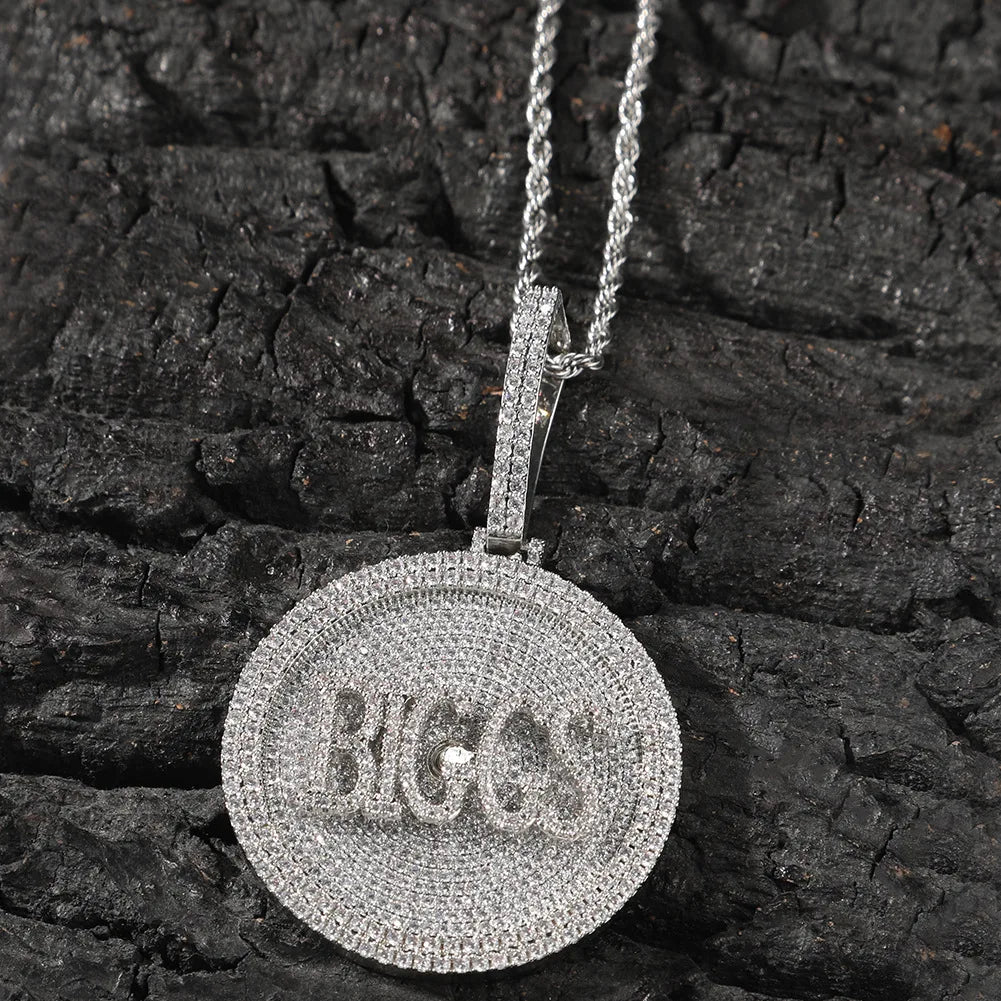 2021 New Custom Name Pendant Rotatable Necklace Hip-hop Jewelry Brass Iced Out CZ Personalized Necklace for Men and Women
