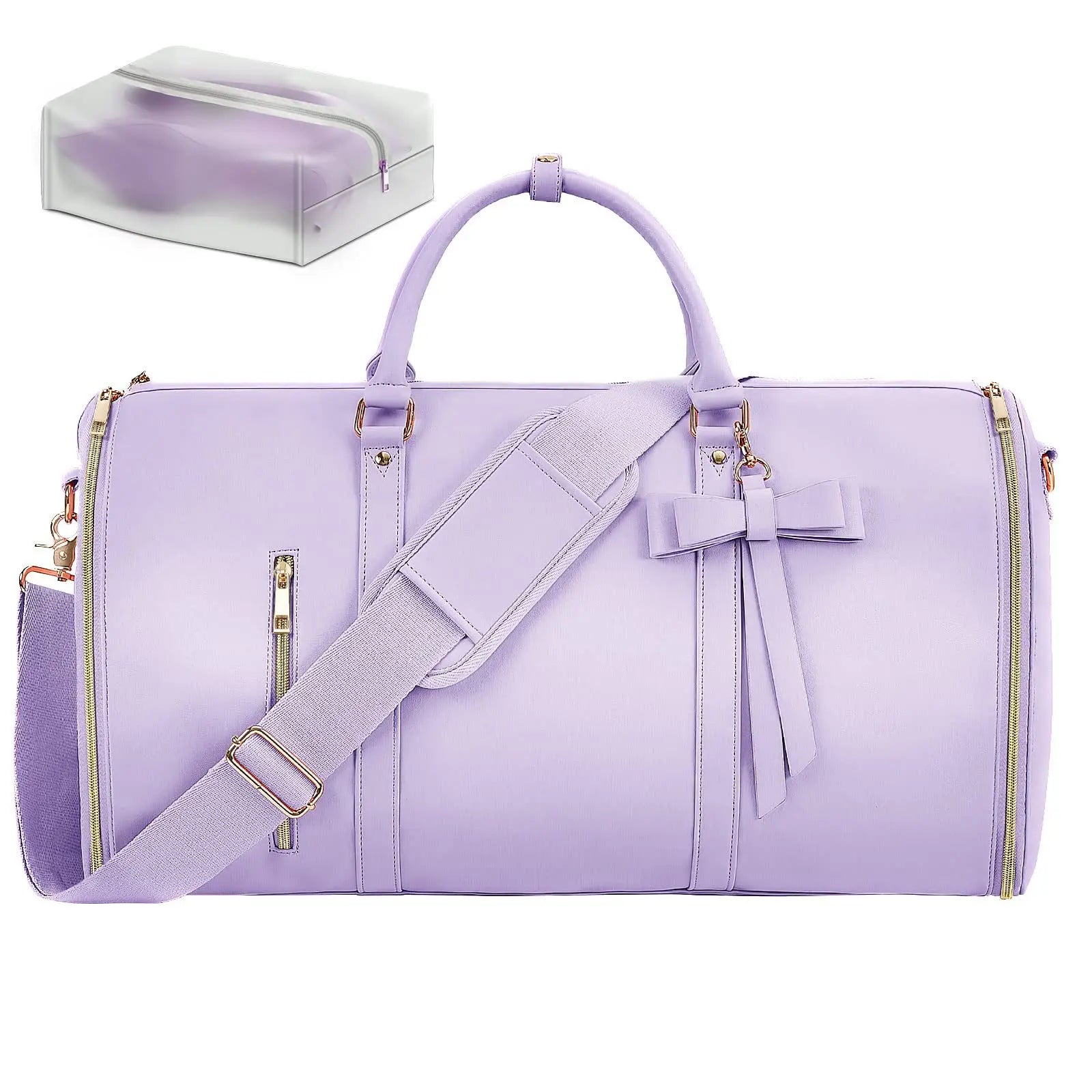 Custom Fashion 2 in 1 Foldable PU Leather Duffle Luggage Bag for Women Convertible Suit Travel Luggage Travel Garment Bags
