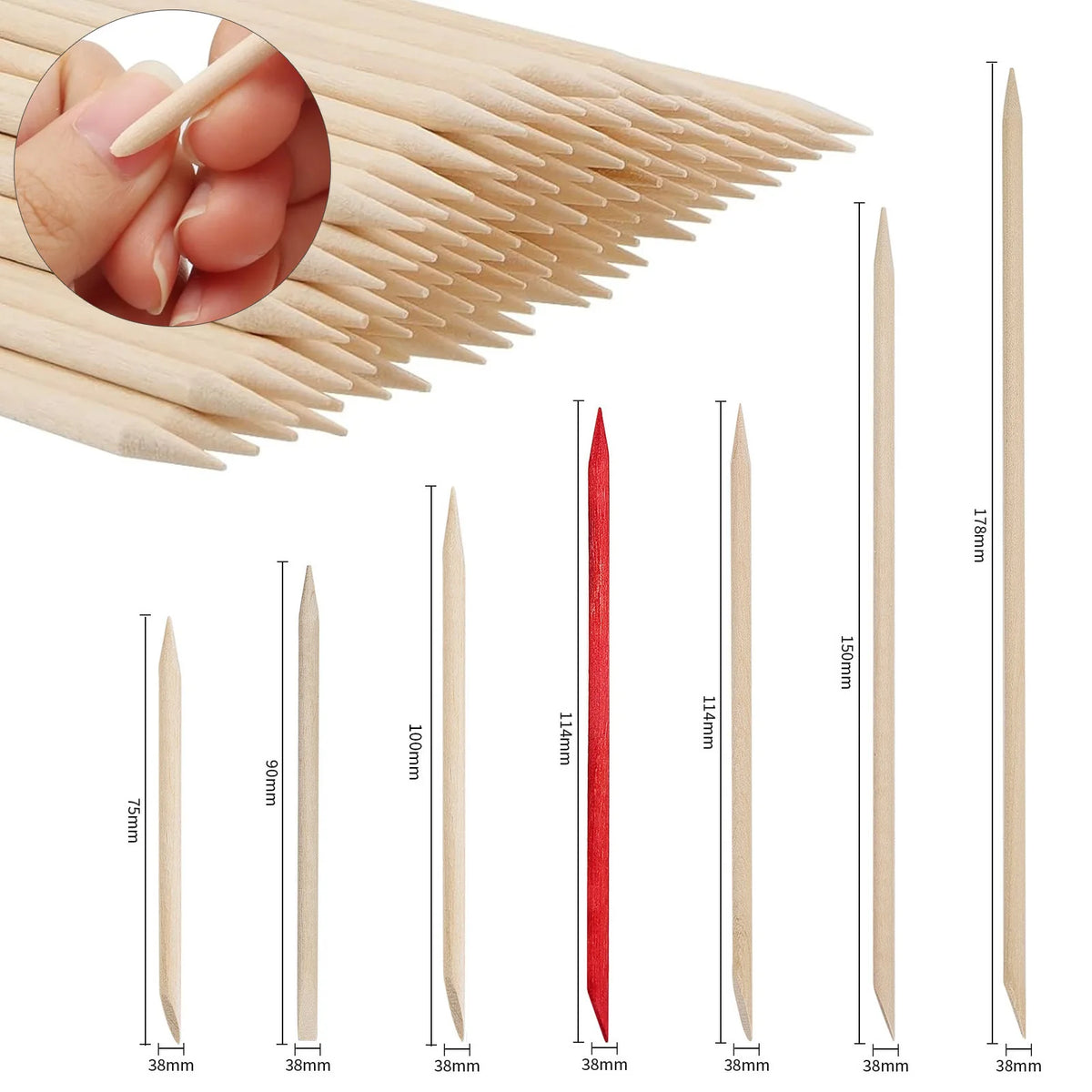 Fast Shipping 100Pcs/bag Wood Stick for Manicure Pedicure Double Sided Cuticle Pusher Remover Nail Art Sticks MegaBDM