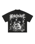 Qiao Shou Custom logo DTG Screen Print 100% Cotton Cropped Tee Rhinestone Vintage Acid Washed Raw Hem t Shirt Boxy Fit T-shirt