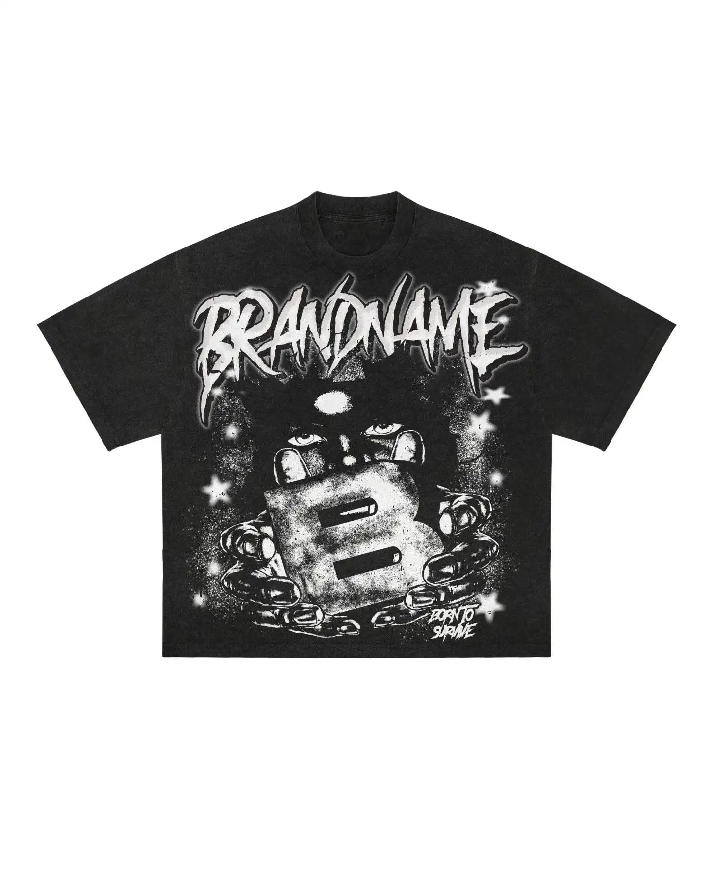Qiao Shou Custom logo DTG Screen Print 100% Cotton Cropped Tee Rhinestone Vintage Acid Washed Raw Hem t Shirt Boxy Fit T-shirt