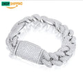 Dropshipping Men's Jewelry Gift 18mm 18K Gold Plated 925 Sterling Silver VVS Moissanite Diamond Iced Out Cuban Link Bracelet