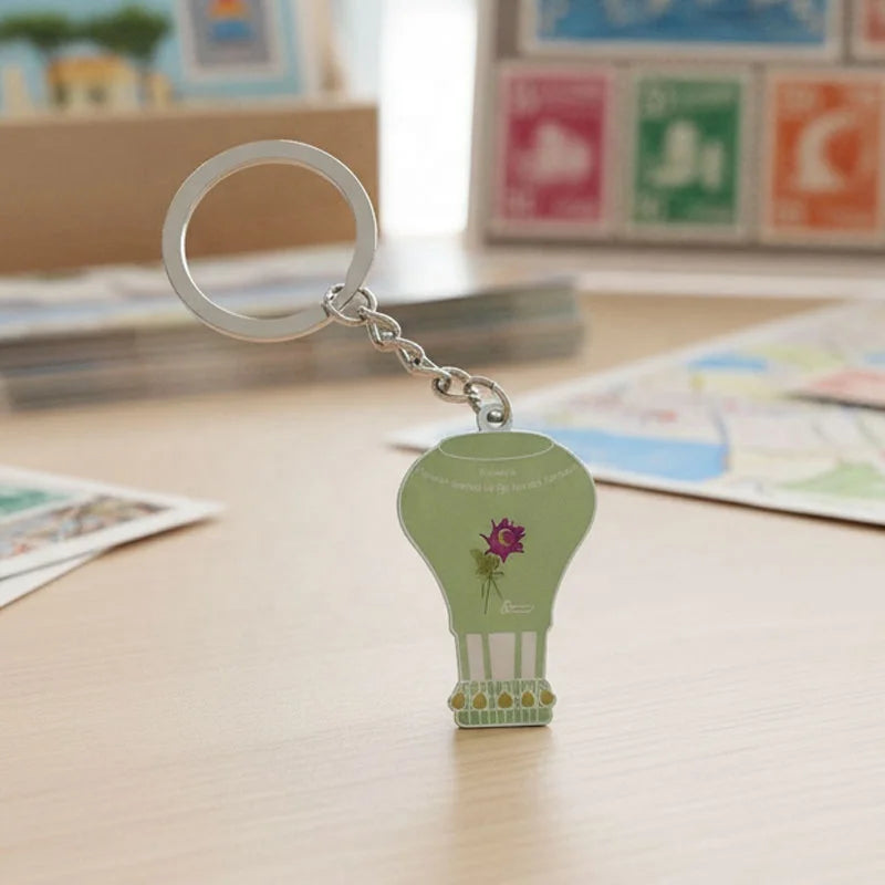 Wholesale Custom Metal Design Sports Key Chains Hot Air Balloon Keychain Pendant Flower Key Holder CMKY Printing Logo
