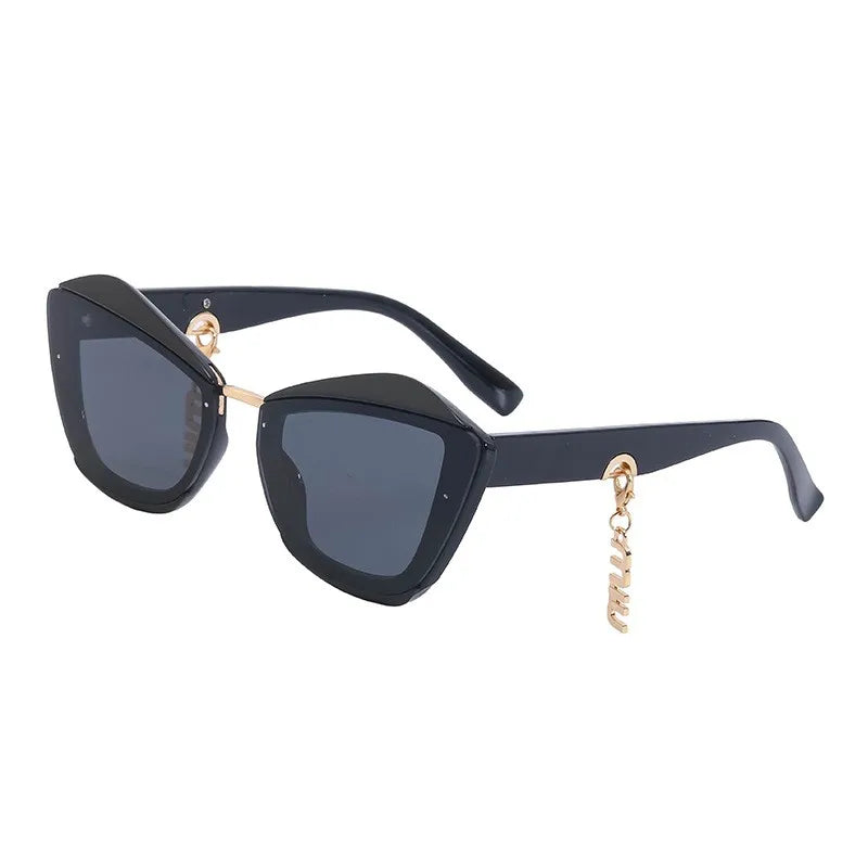 New Arrival Unique Design Personality Irregular Sunglasses Metal Chain cat Eye Eyewear
