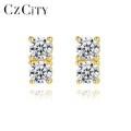 CZCITY 2021 Korean Silver Women Cute Hearts and Arrow Cut CZ Studs Women 925 Cubic Zirconia Earrings