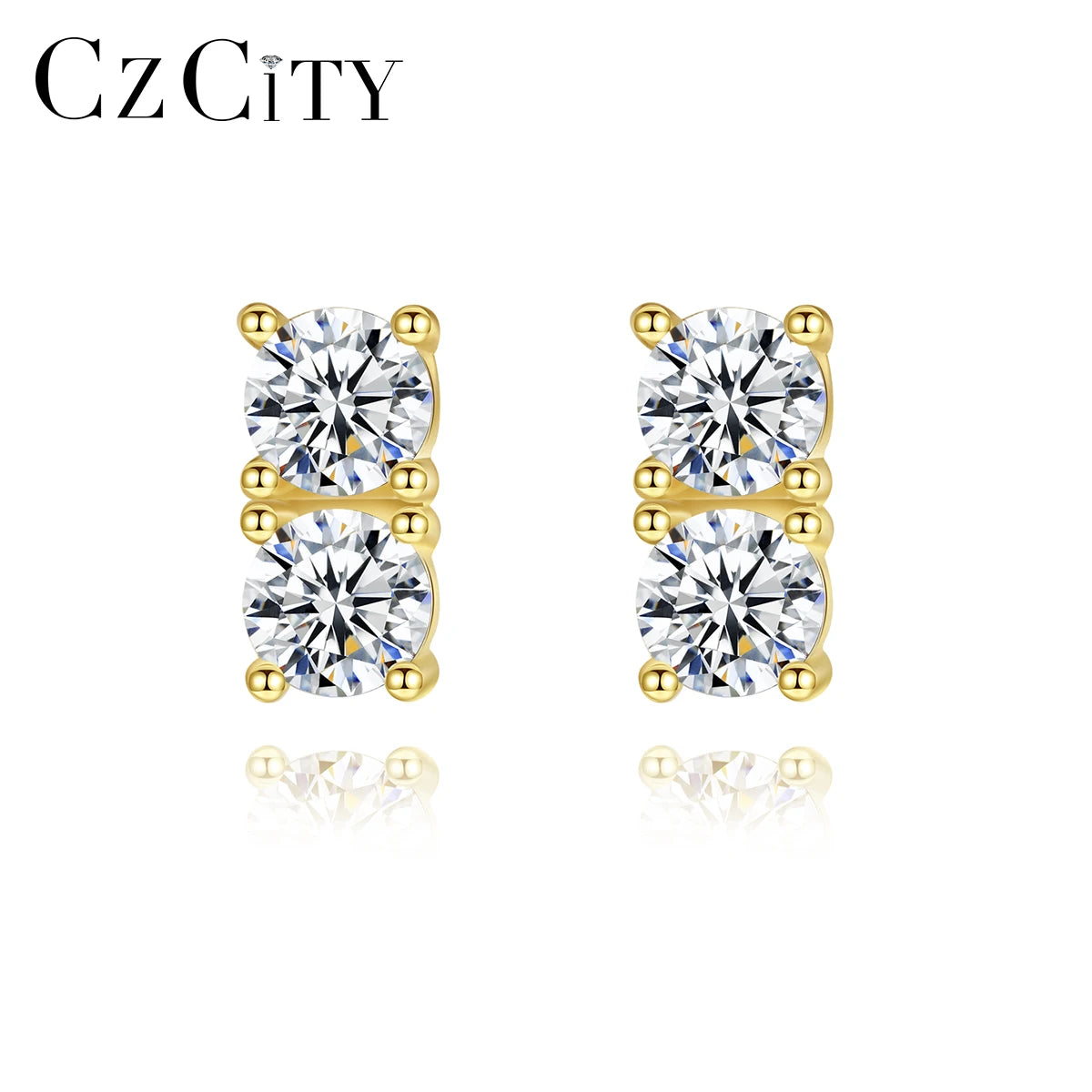 CZCITY 2021 Korean Silver Women Cute Hearts and Arrow Cut CZ Studs Women 925 Cubic Zirconia Earrings