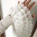 11CM White Chiffon Beaded Ruffle Lace Trim 3-Layer Pleated Ribbon DIY Sewing Craft for Decorative Objects