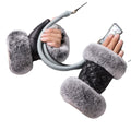 MWFur Winter Fashion Leather Rex Rabbit Fur Finger Less Driving Gloves Mittens Winter Fashion Rex Rabbit Fur Gloves Women