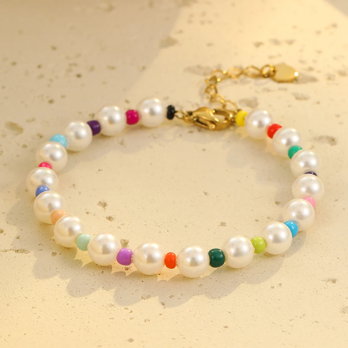 Summer Bohemia Colorful Beaded Pearl Bracelet Stainless Steel Bracelet  Fashion Jewelry for Gift