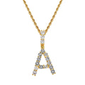 CN193  Small Size Wholesale A-Z 26 Letters Real Iced Out AAA Zircon Bling Bling Brass Setting CZ Pendant Necklace Jewelry