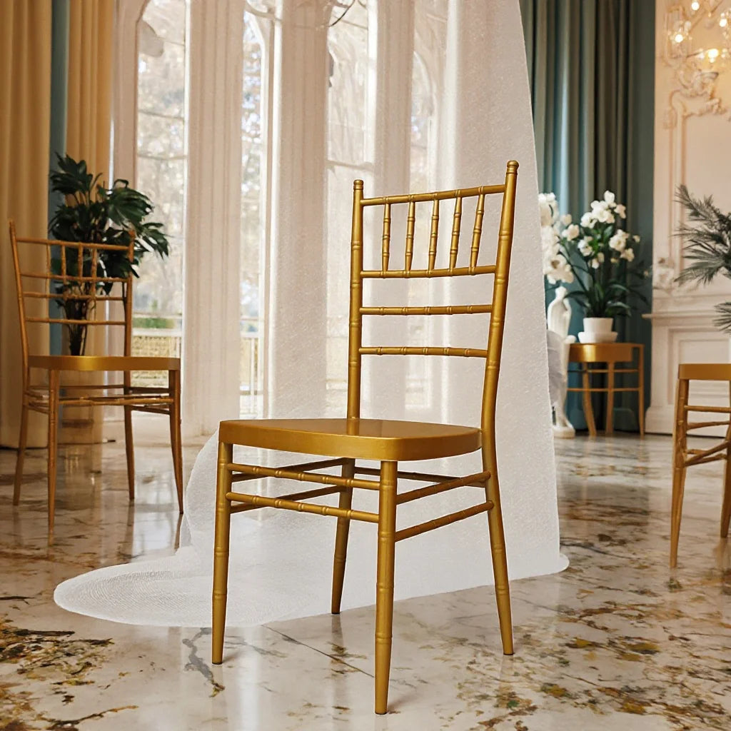 Luxury Tifany Chair for Events Wedding Party Iron Cheap Banquet Chairs and Tables Hotel Gold Chavari Chiavari Chairs Wholesale