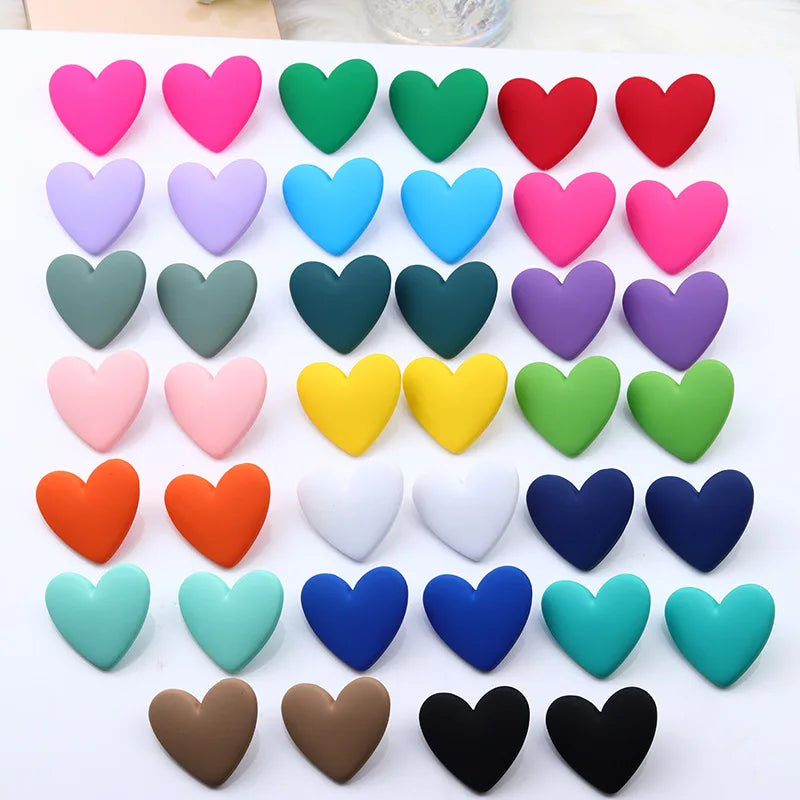 Simple Vintage Letter Huggie Earrings Korean Temperament Paint Candy Color Love Acrylic Resin Lucite Children's Jewelry