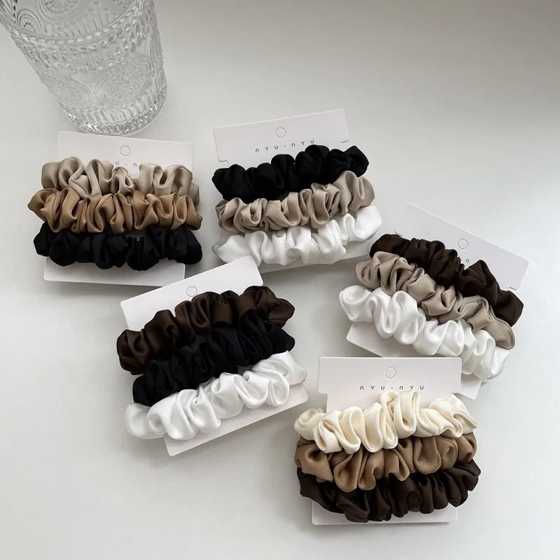 4pcs Sweet Style Elastic Hair Bands Satin Scrunchies Set Ponytail Holder Hair Tie