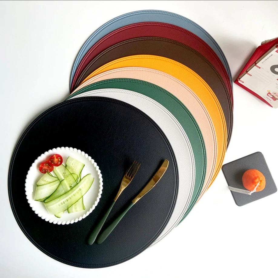 Leather Placemats Cross-border PVC Mats Nordic Style 38cm Round Plate Mats Hotel Creative Edge Plate Mats Coasters