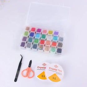 28 Grids 2/3/4mm Acrylic Beads Set Plastic & Lucite DIY Beads Kit for Bracelet Jewelry Making Gift for Kids & Girls Craft